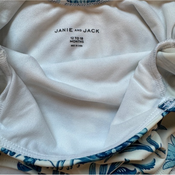 Janie and Jack One Piece Blue Floral Swimsuit - Picture 3 of 3